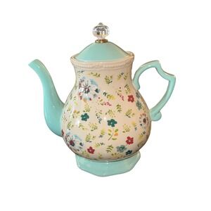 Pioneer Woman Floral Teapot Ceramic Cottage Tea Party Kari Teapot 2.4 Qt NWT‎